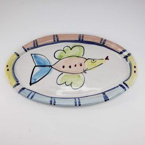 Lorna Smith Fish Oval Plate Handmade Art Pottery